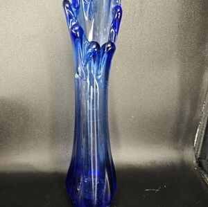 Vintage cobalt blue swung‎ vase, as is.